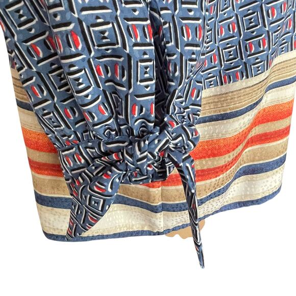 Chico's Geometric Print Button Up Popover Top Size 16/18 Coastal Nautical Casual - Picture 3 of 8